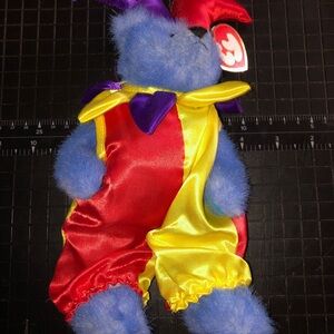Ty Beanie Baby Calliope the Jester Clown Blue Bear, 1993 Edition with Tags
